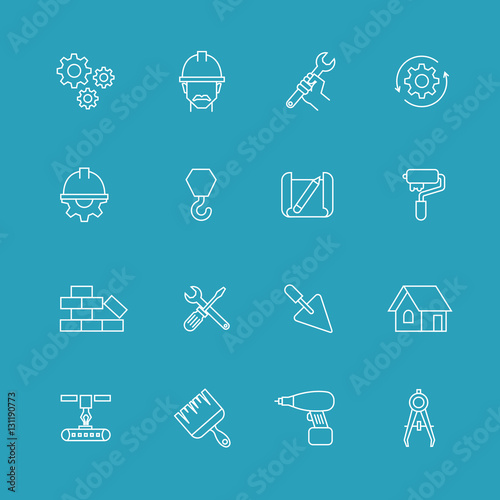 Construction and engineering icons. Designing building vector symbols