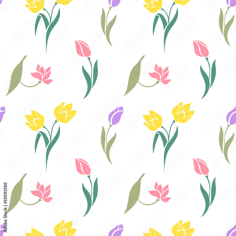 Floral seamless pattern with tulips. Floral seamless pattern with tulips.