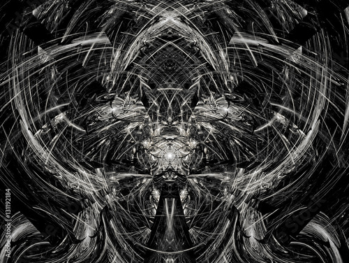  UFO. Abstract Magic energy multicolored fractal. 3D rendering.