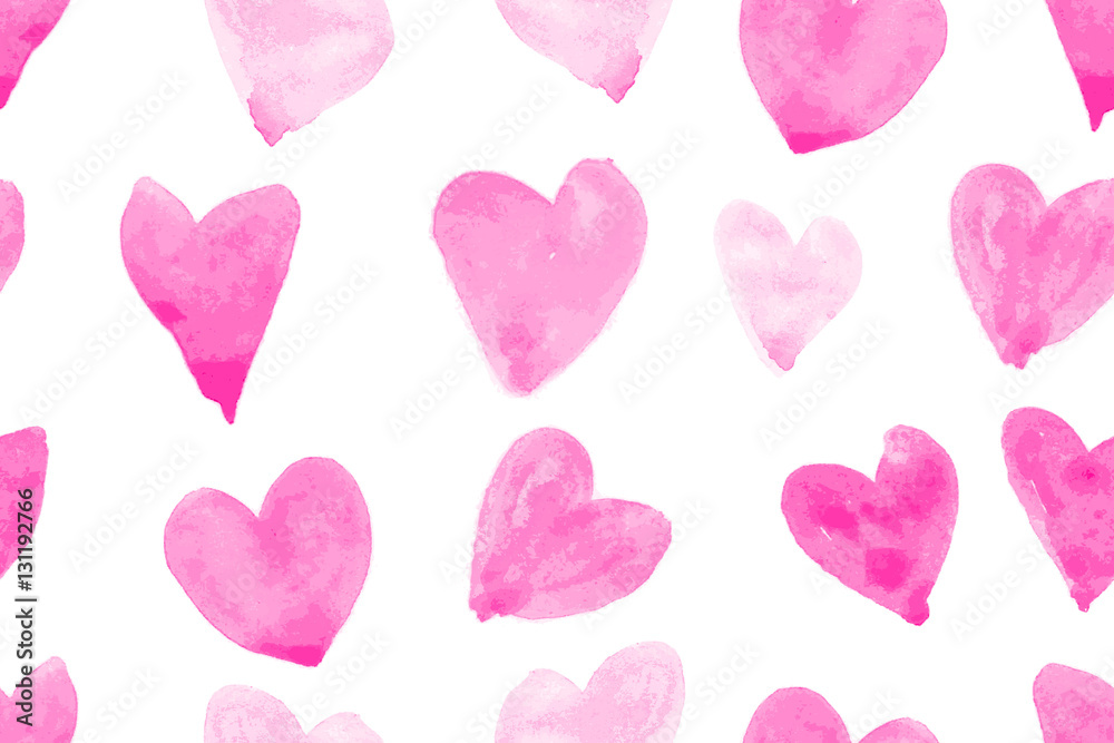 seamless pattern with watercolor hearts
