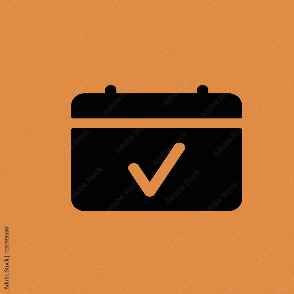 checked calendar icon. flat design checked calendar icon. flat design