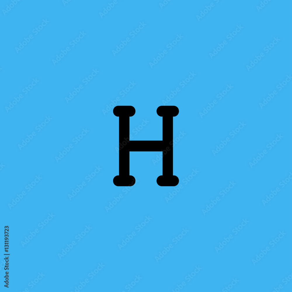 h icon. flat design h icon. flat design
