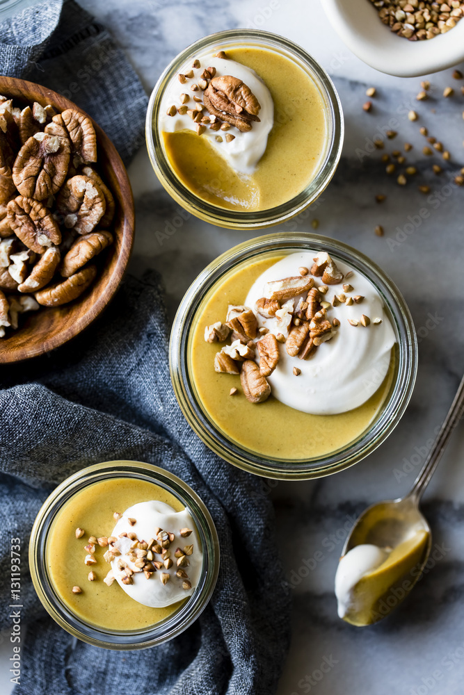 Pumpkin Butterscotch Pudding with Whipped Mascarpone and Toasted Pumpkin Butterscotch Pudding with Whipped Mascarpone and Toasted