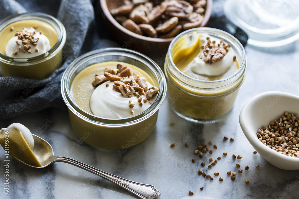 Pumpkin Butterscotch Pudding with Whipped Mascarpone and Toasted Pumpkin Butterscotch Pudding with Whipped Mascarpone and Toasted