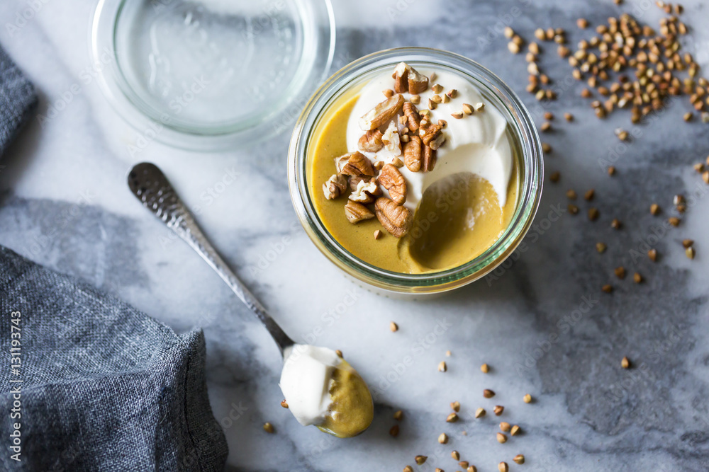 Pumpkin Butterscotch Pudding with Whipped Mascarpone and Toasted Pumpkin Butterscotch Pudding with Whipped Mascarpone and Toasted