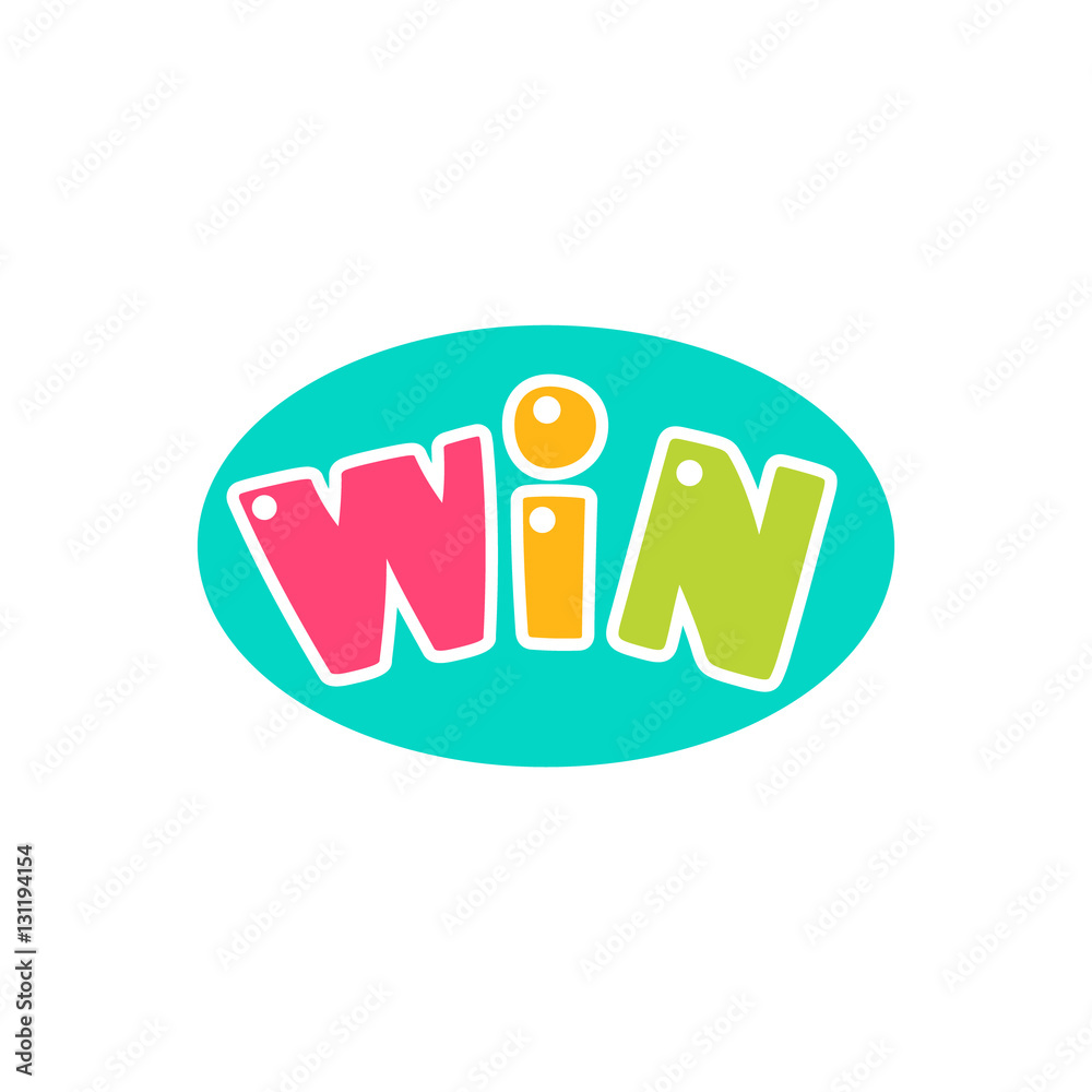 Win Congratulations Sticker With Bubble Design Template For Video Game Winning Finale