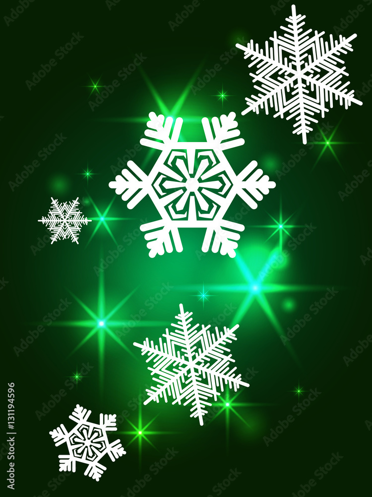 Green sparkling background with snowflakes. Christmas card Green sparkling background with snowflakes. Christmas card