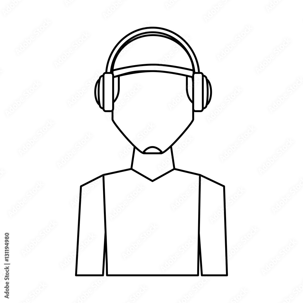 young man with headset character vector illustration design