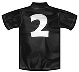 Number 2 two Black sport shirt as a soccer,hockey,basket,rugby, baseball, volley or football team t-shirt. For the goalkeeper or the referee or New Zeland team