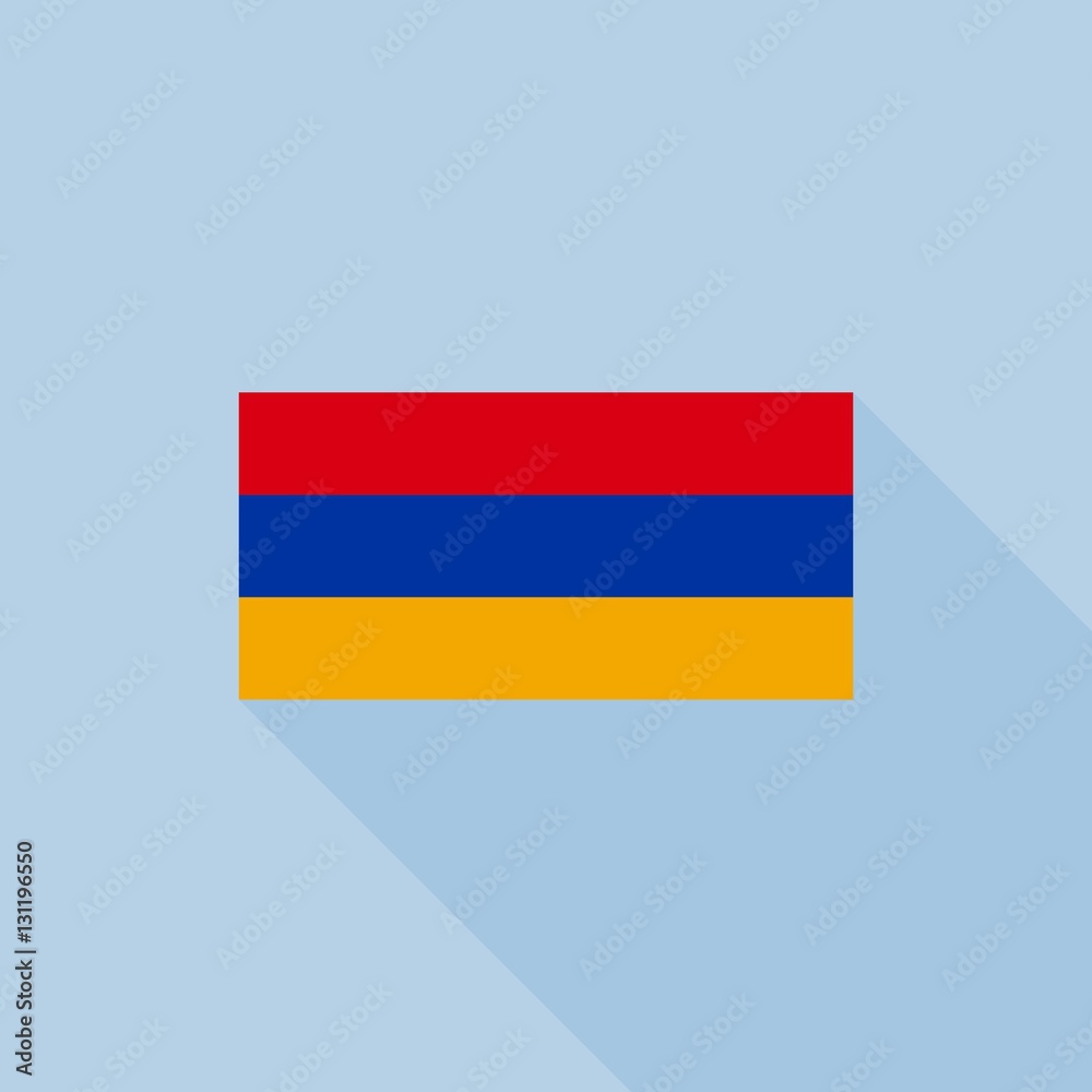 Armenia flag in official proportions, flat design with long shadow Armenia flag in official proportions, flat design with long shadow