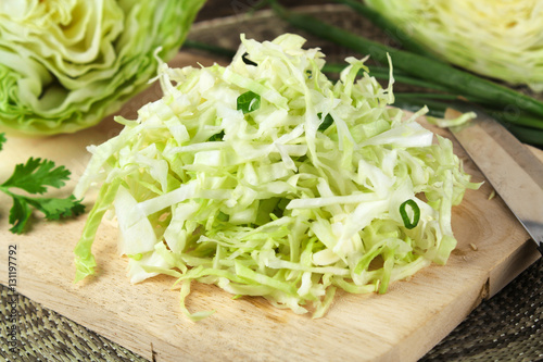sliced and cut fresh green cabbage organic vegetable