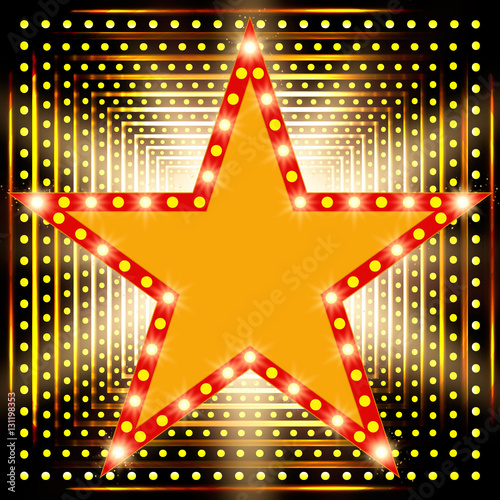 Star retro light banner on shining background