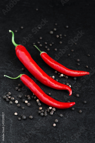 Red and black hot peppers