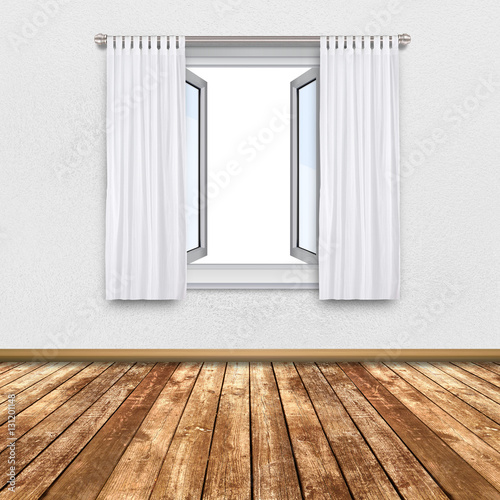 Open Window  Wooden Floor - Blank