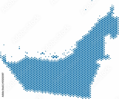 Blue circle shape United Arab Emirate on white background. Vector illustration.