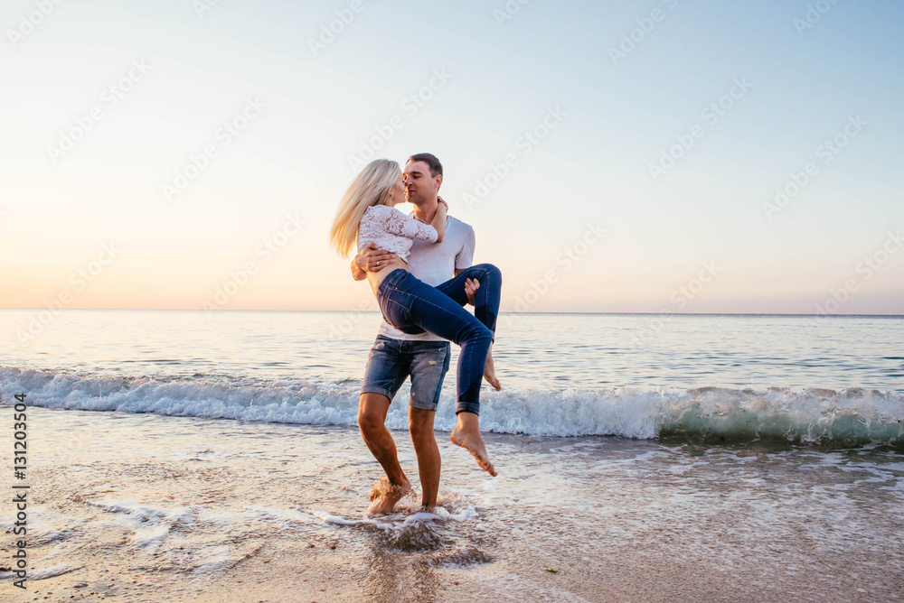 loving couple on the beach