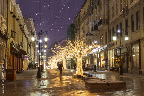 Christmas decoration Kamergersky lane, Moscow, Russia