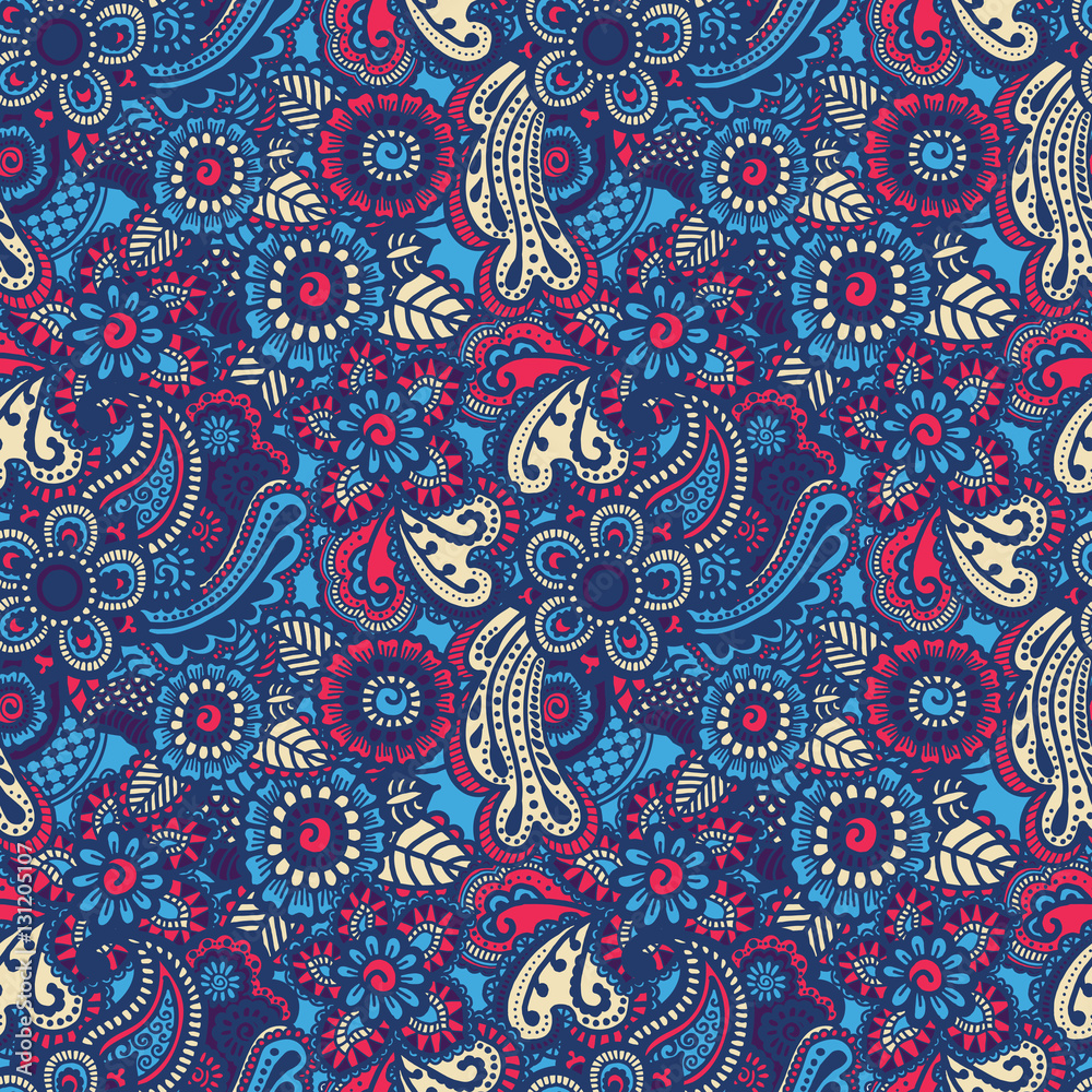 Fototapeta Paisley seamless colorful pattern