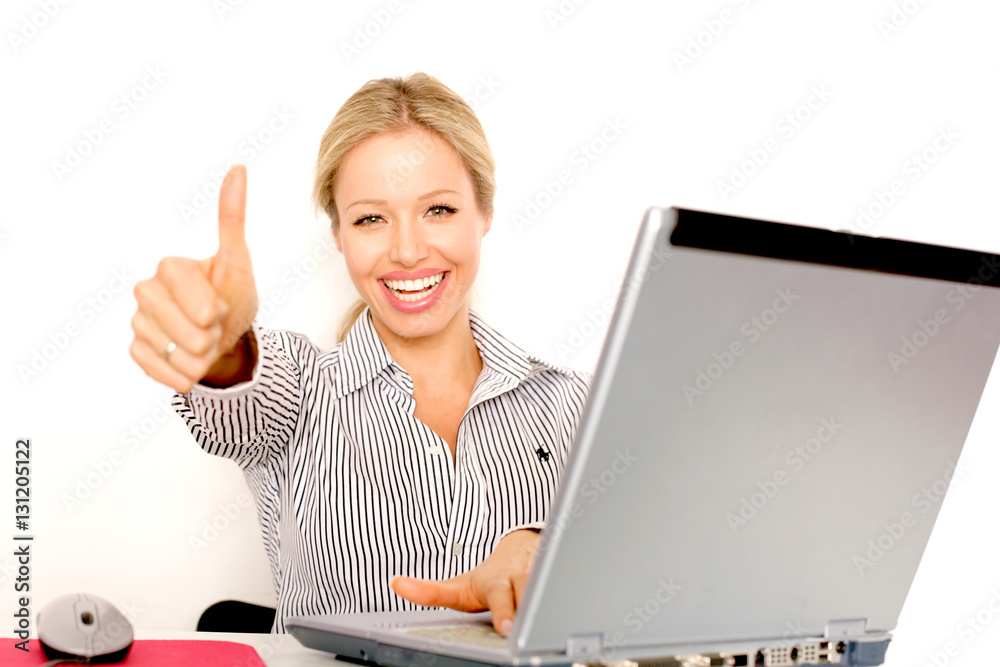 hübsche Blonde Fau im Büro hübsche Blonde Fau im Büro
