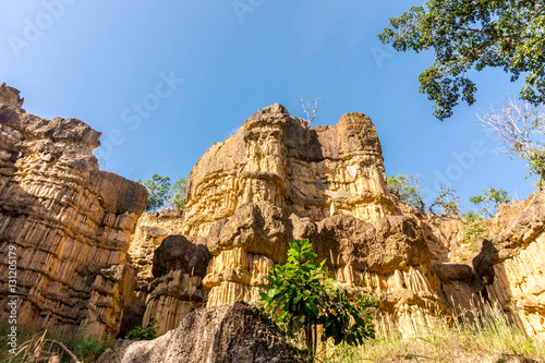 Pha Chau (name) cliff and stone at Mae Wang national park in Chiang Mai,Thailand
