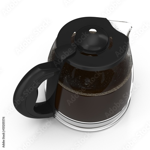 black coffee pot isolated on white. 3D illustration