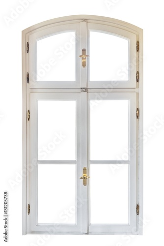 A white wooden window isolated on white background