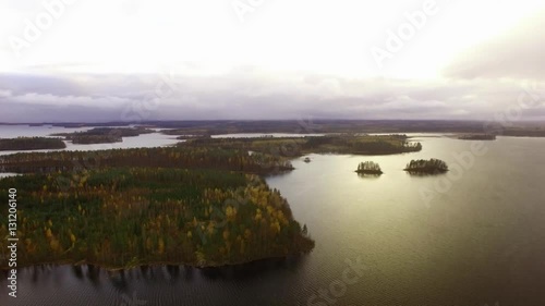 Islands with yellow-leaved trees in autumn photo