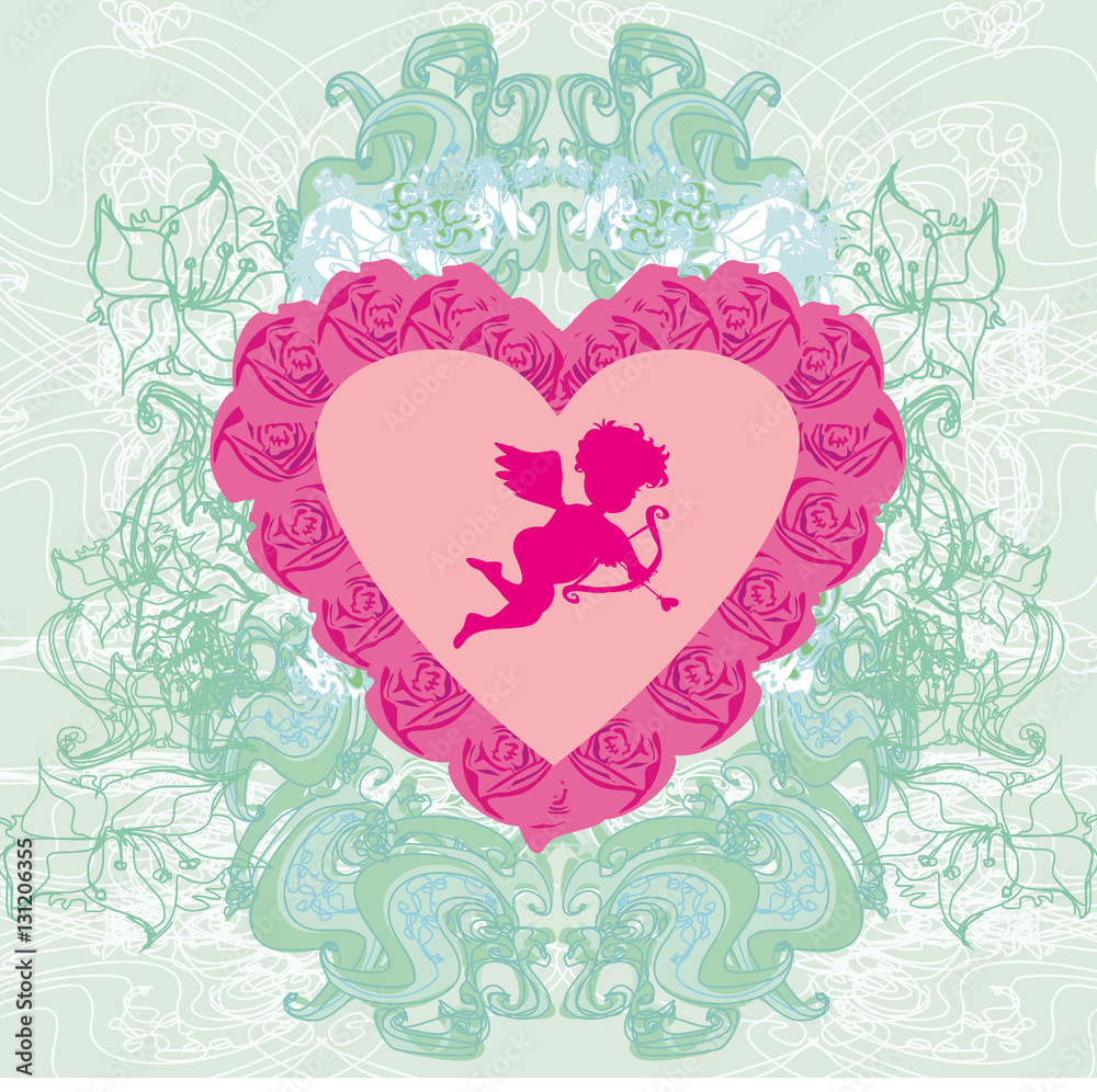 valentines frame with a sweet cupid and beautiful roses valentines frame with a sweet cupid and beautiful roses
