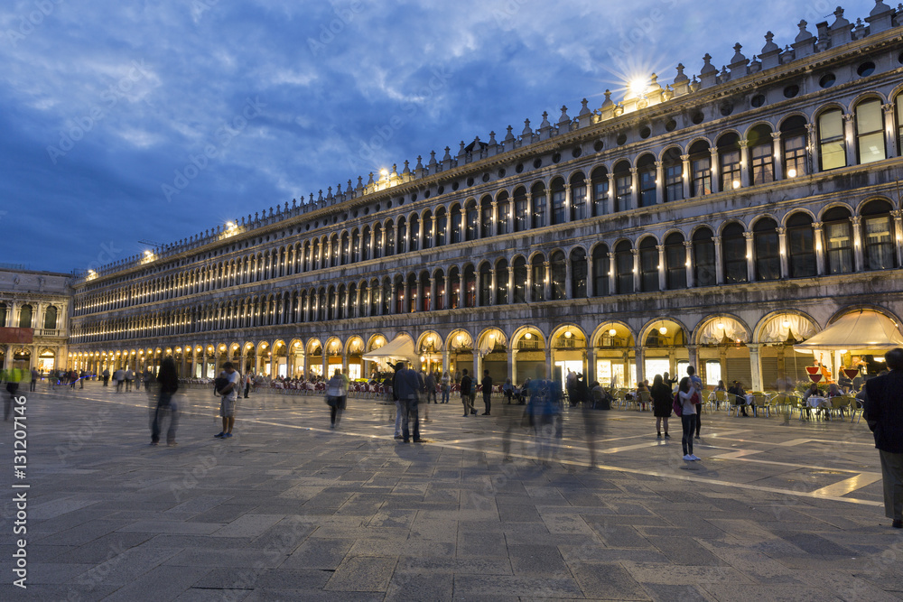 San Marco square in Venice at sunset.