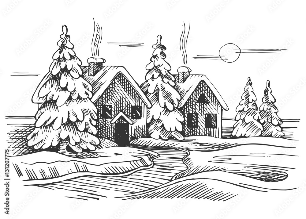 How to Draw a Woodland Trail in 5 Steps  Winter drawings Landscape sketch  Realistic drawings
