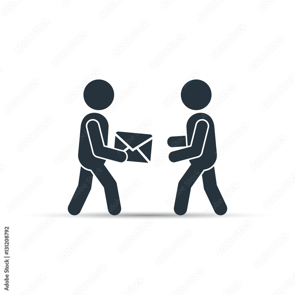 Postman giving envelope post, vector simple illustration. Postman giving envelope post, vector simple illustration.