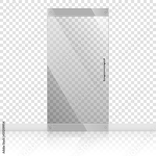 Glass doors with chrome silver handles set