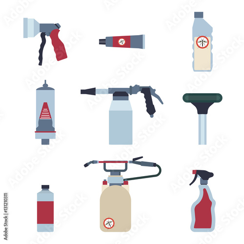 Home pest control expert exterminator service flat icons set with rat and cockroach abstract isolated vector illustration Home pests, vermin Home pest control expert exterminator service flat icons
