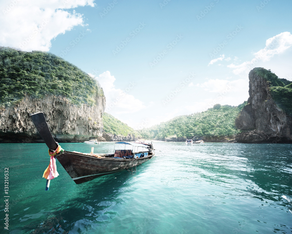 boat on the beautiful sea, Phi Phi island, Thailand