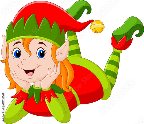 Cartoon elf girl laying on the floor