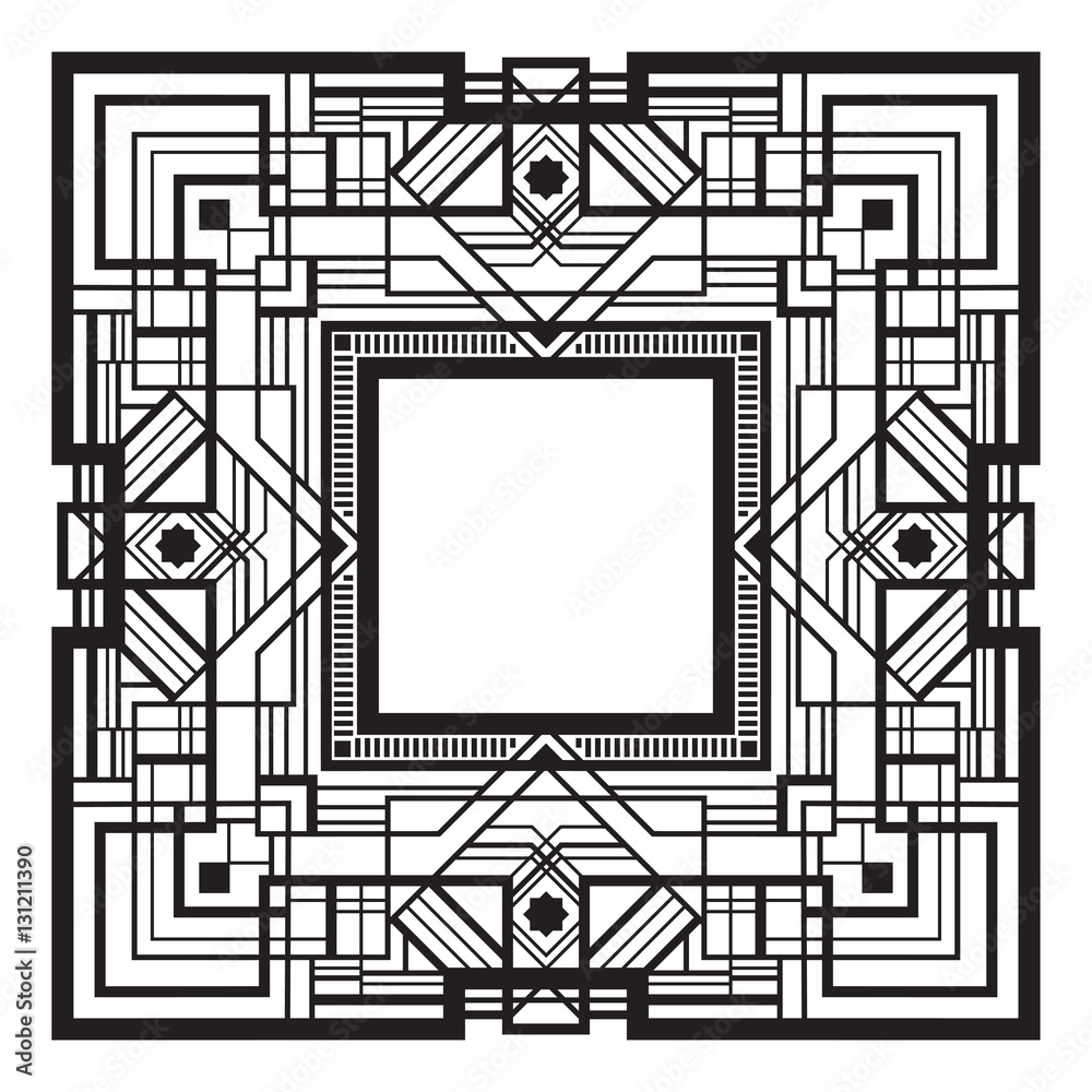 Square black retro frame, art deco style of 1920s. Stock Vector | Adobe ...