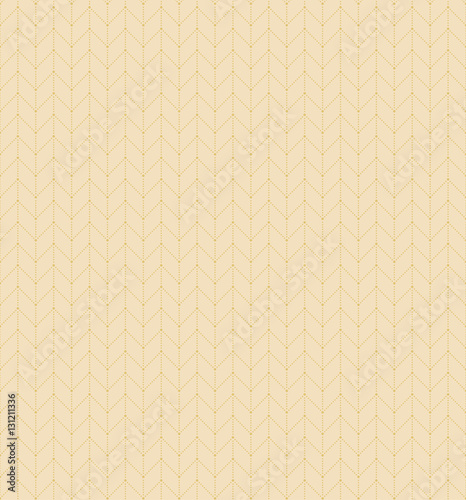 Golden seamless geometric pattern. Zigzags formed by dots. Swatch is included in vector file.