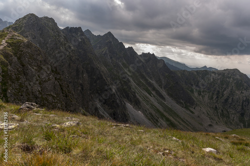Beautiful scenery of the great mountain peaks. High Tatras. Pola