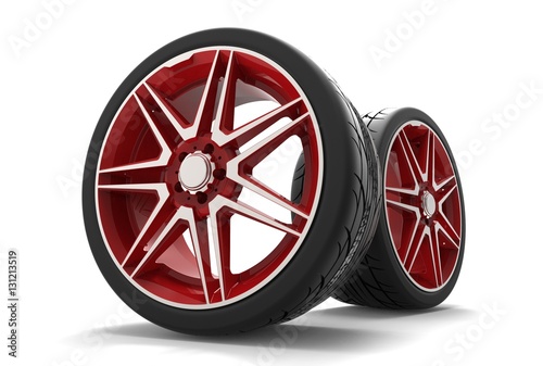 Cuadro en lienzo 3d illustration of car rims and tires
