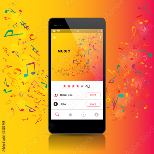 Music image mobile phone, vector illustration