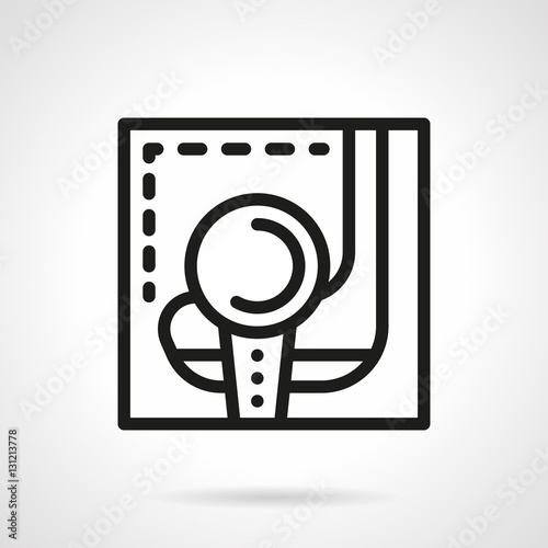 Golf ball and putter simple black line vector icon