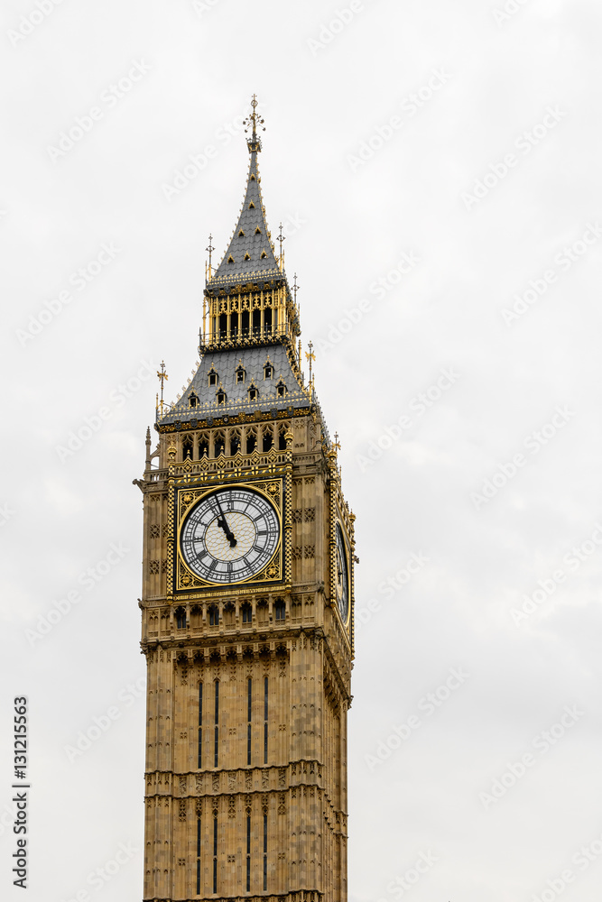 Big Ben, Houses of Parliament - isolated over white. Big Ben