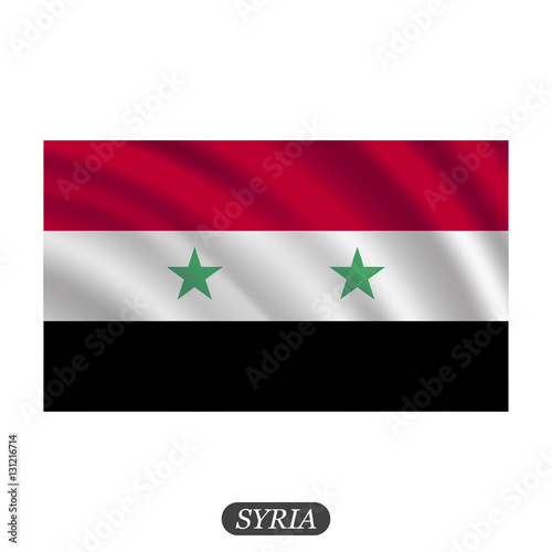 Waving Syria flag on a white background. Vector illustration