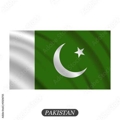Waving Pakistan flag on a white background. Vector illustration