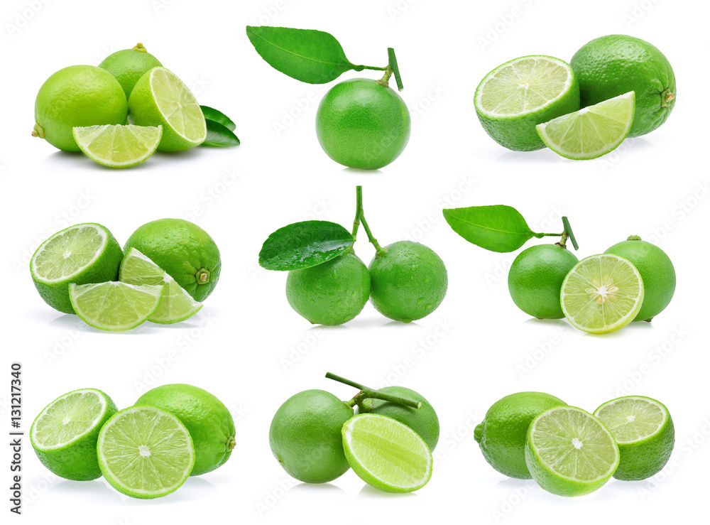 limes isolated on white background limes isolated on white background