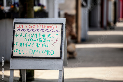 Handwritten shop sign, Homer Spit, Kachemak Bay, Alaska, USA photo