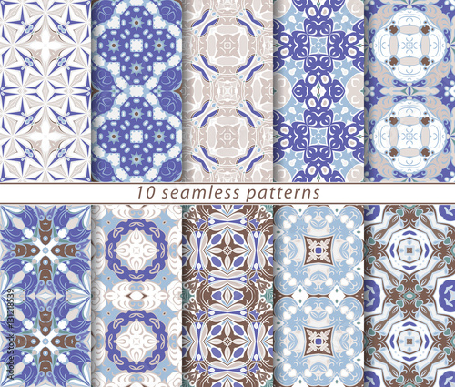 Set of ten seamless abstract patterns.