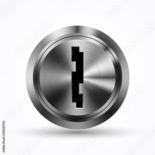 Vector keyhole icon with realistic metal texture, isolated on white