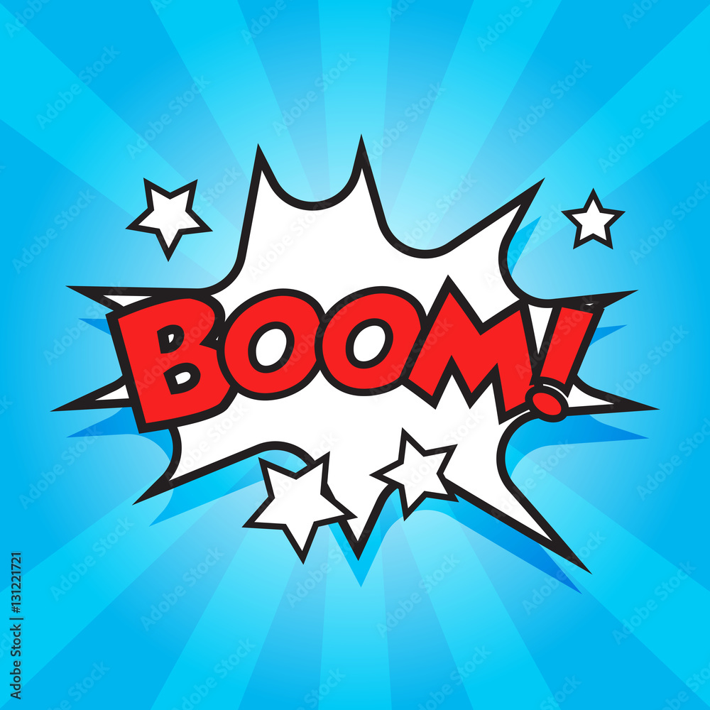 Boom comic sound effects. Sound bubble speech with word and comic cartoon expression sounds vector illustration. Boom comic sound effects. Sound bubble speech with word and comic cartoon expression sounds vector illustration.