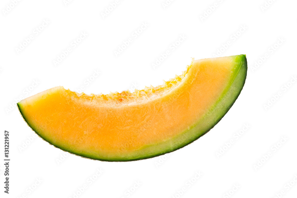 Fresh orange japanese melons sliced on wooden table Fresh orange japanese melons sliced on wooden table